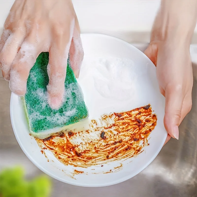 5/10/20 piezas, esponjas exfoliantes y estropajo verdes resistentes: ideales para limpieza, platos y baño, resistentes y duraderos