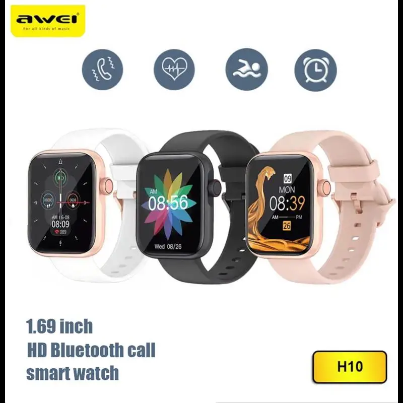 Top! Awei H10 1.69 inch Smart Watch Multi Smartwatch Sport Watches Bluetooth Call Dynamic Heart-Rate Monitoring Sleep Men/Women