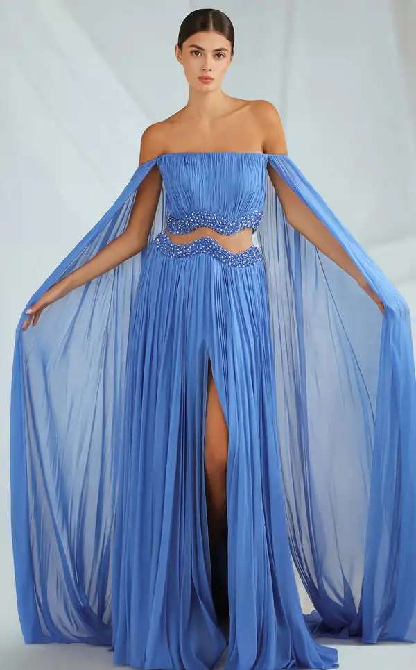 

Customized Simple Chiffon Pleat Rhinestone A-line Off-the-shoulder Long Dresses Bespoke Occasion Dresses Retro Fashion Matching