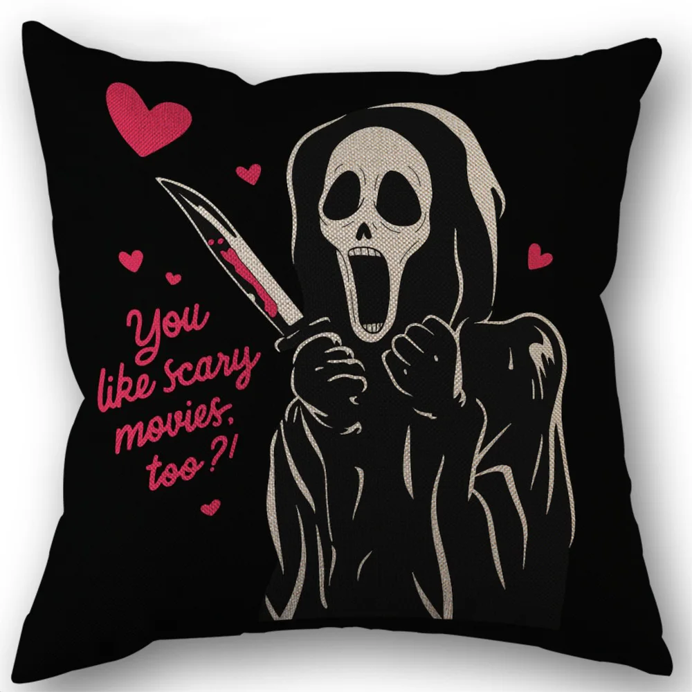 Ghost Face Pattern Pillow Case for Fall Thanksgiving Decor Living Room7.3