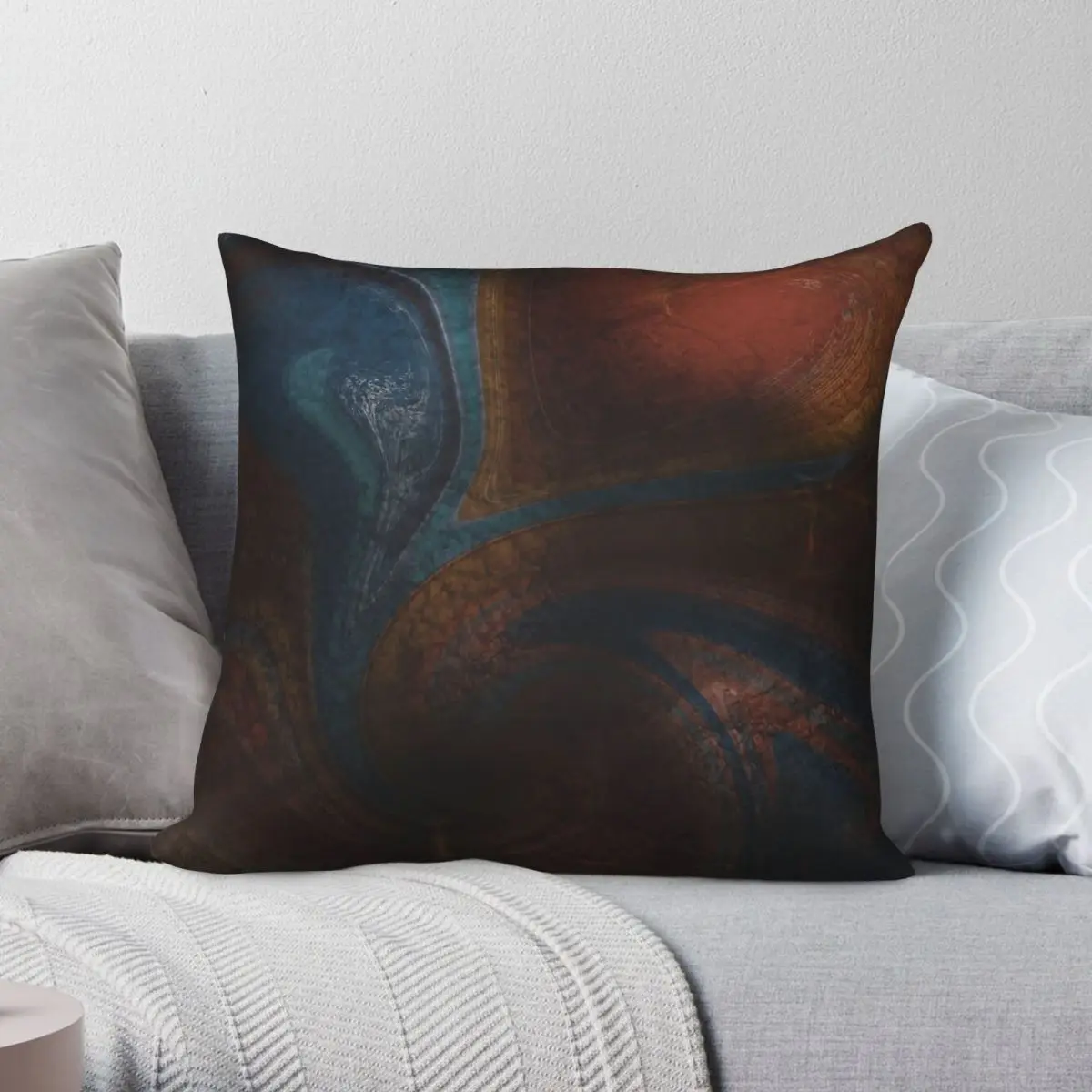Agate Quartz Copper & Teal Square Pillowcase Polyester Linen Velvet Pattern Decor Pillow Case Car Cushion Case Wholesale 45x45