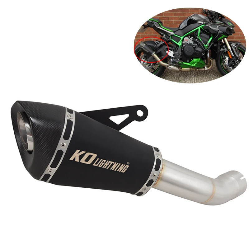 كاتم صوت من ألياف الكربون المعدل للعادم الكامل للدراجات النارية مع أنبوب ربط DB Killer لـ KAWASAKI ZH2 2020-2025 ZH2SE 2021-2025