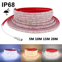 IP68 impermeável LED Strip Lights para decoração de piscina, diodo de fita, lâmpada ao ar livre, luzes de fita, SMD2835, 120Leds/m, 3000K, 4000K, 6000K, 24V