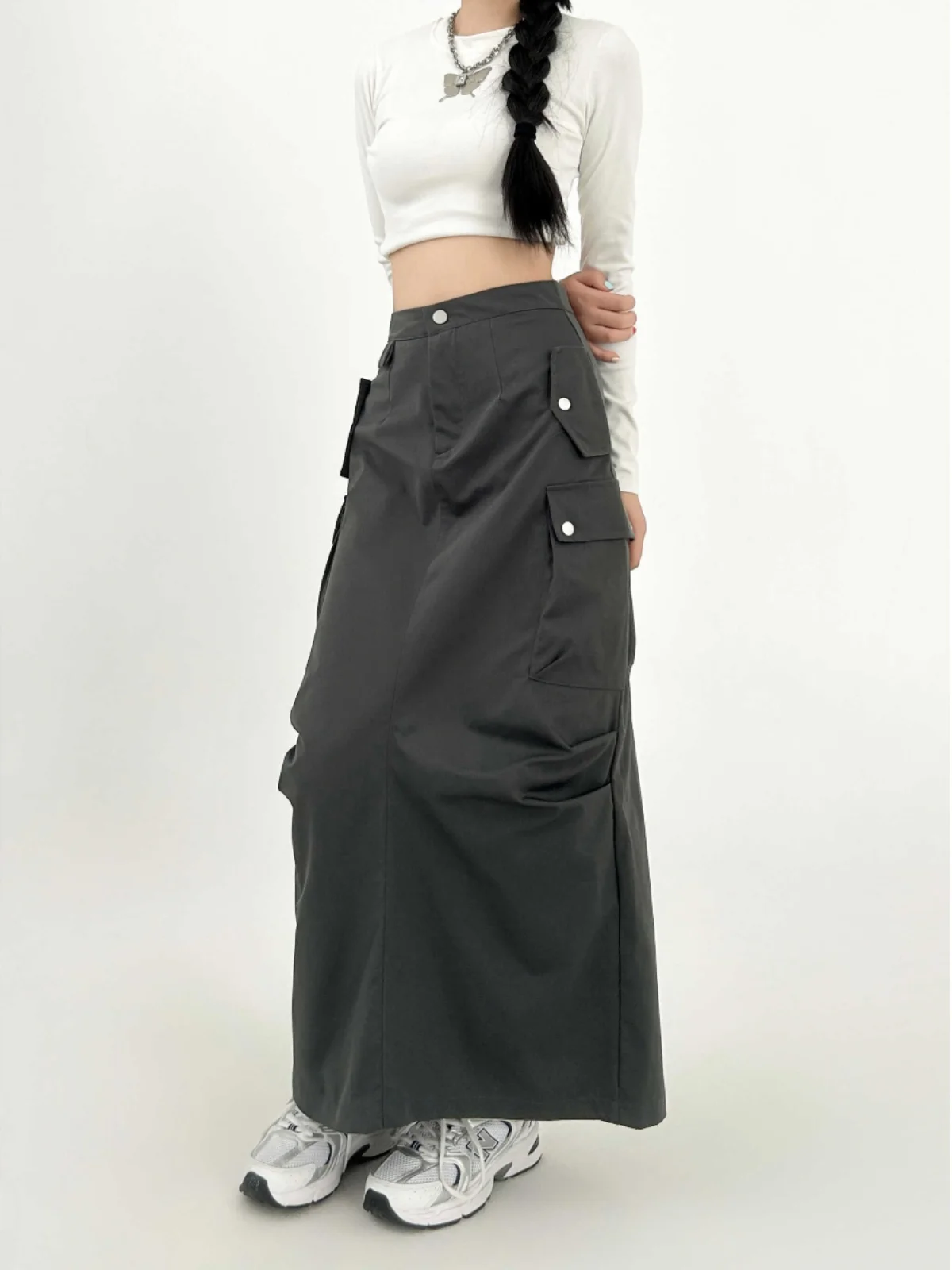 Primavera tamanho grande ey workwear saia longa linha A bainha midi pêra ape plus size American Bella Sle cintura alta vintage feminino...