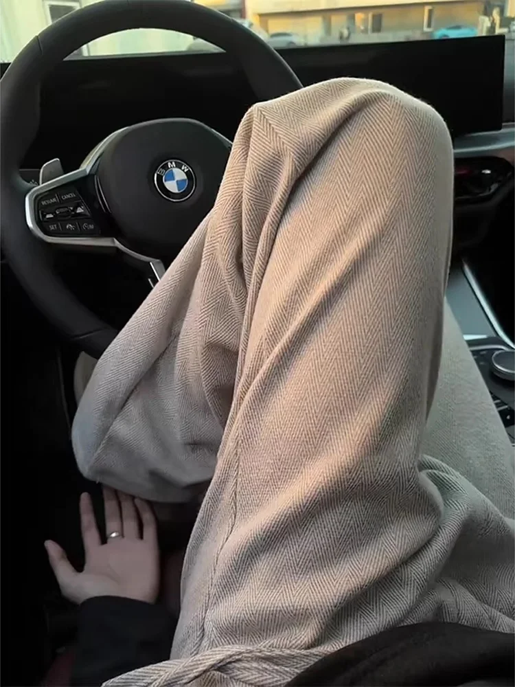 

Мужские зимние шерстяные брюки цвета хаки на флисовой подкладке, прямого кроя, повседневные, в американском стиле, свободного кроя, с плоским передом