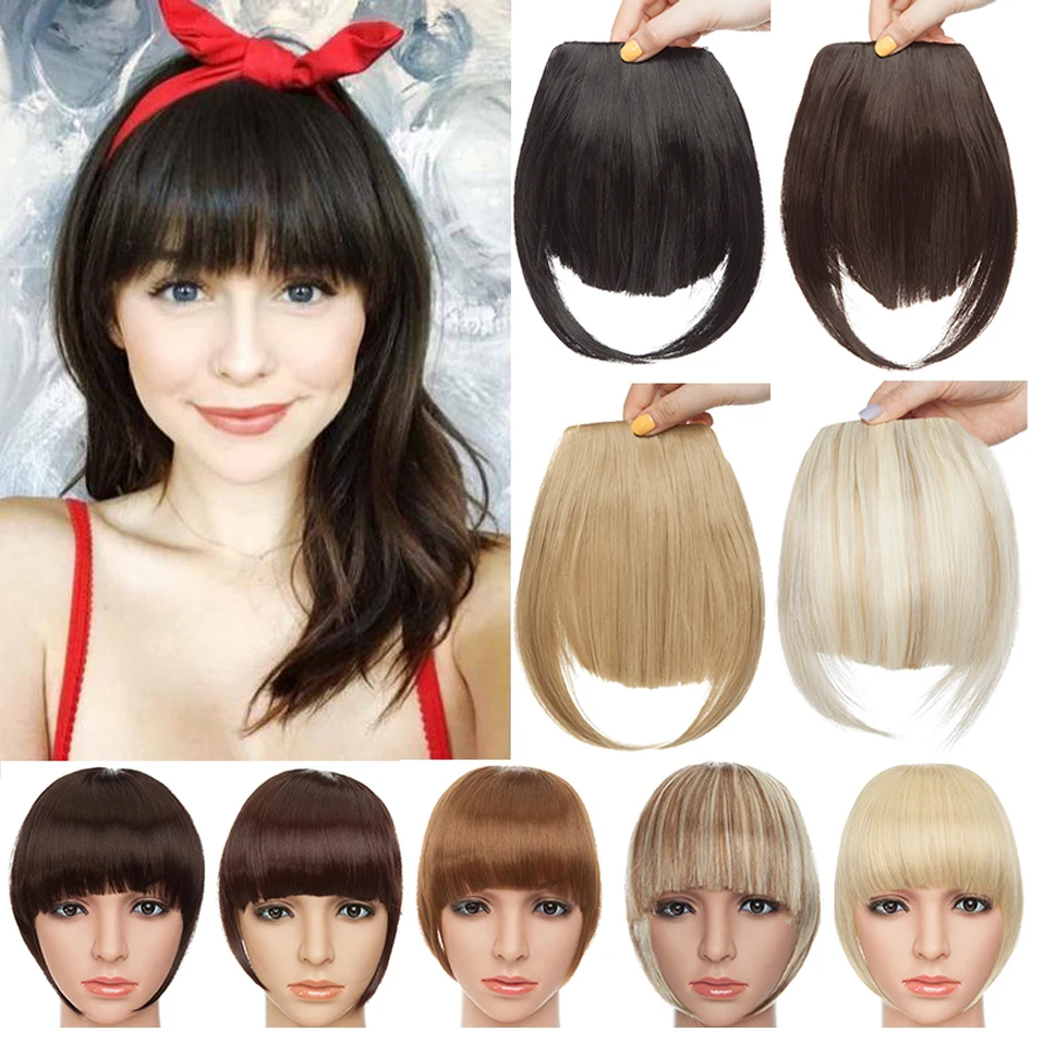 BENIHAIR Synthetic Clip In Hair Bangs Hairpiece Clip In Hair Extension Hair Extension Blunt Bangs Fake Bangs For Women