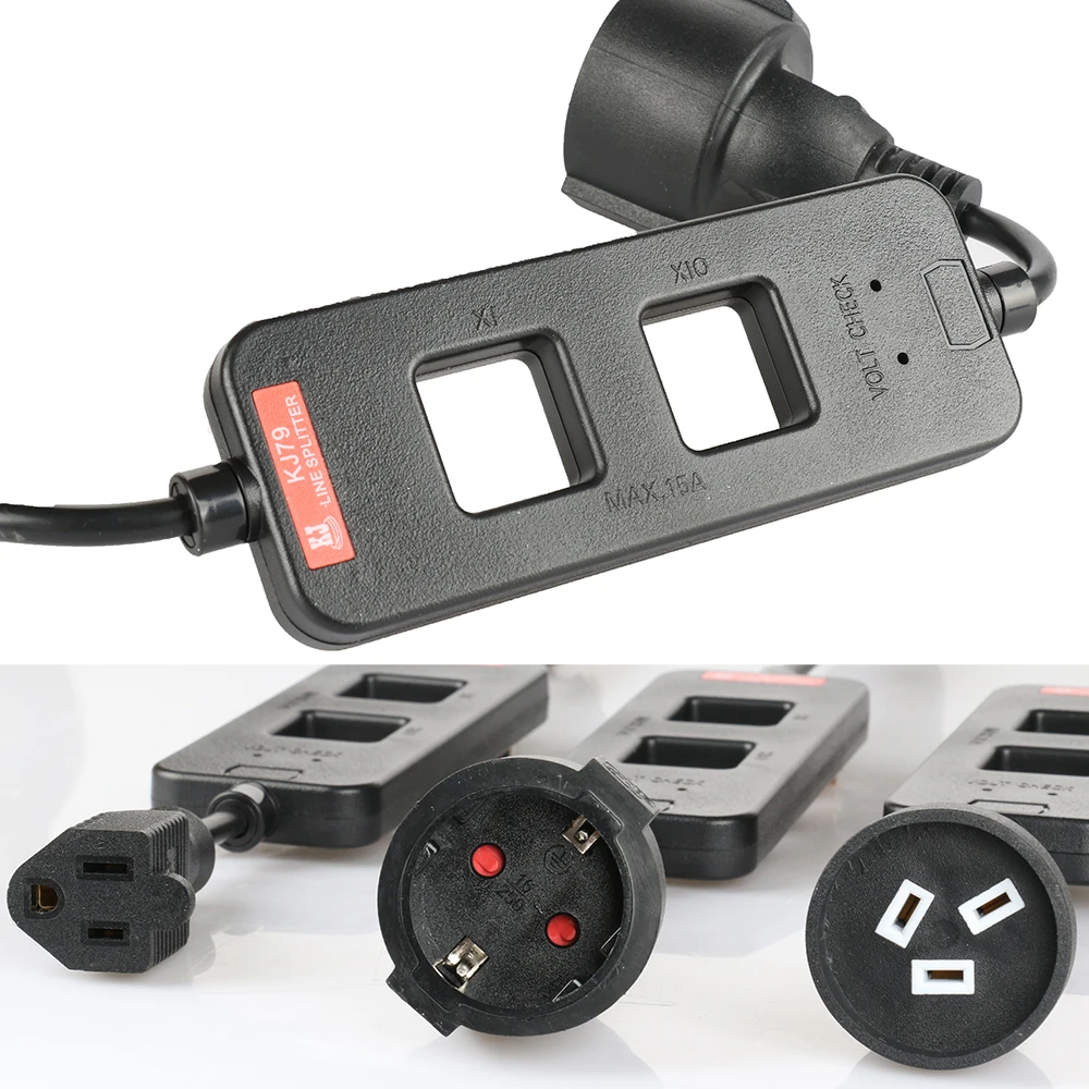 Neuer US/AU/EU-Leitungssplitter der KJ79-Serie 1X/10X, 15A MAX mit Spannungsprüferloch – Detail 4