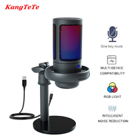 USB Condenser Metal Microphone Professional Recording Streaming With RGB Light Desktop Podcast Microphone For PC Computer Laptop