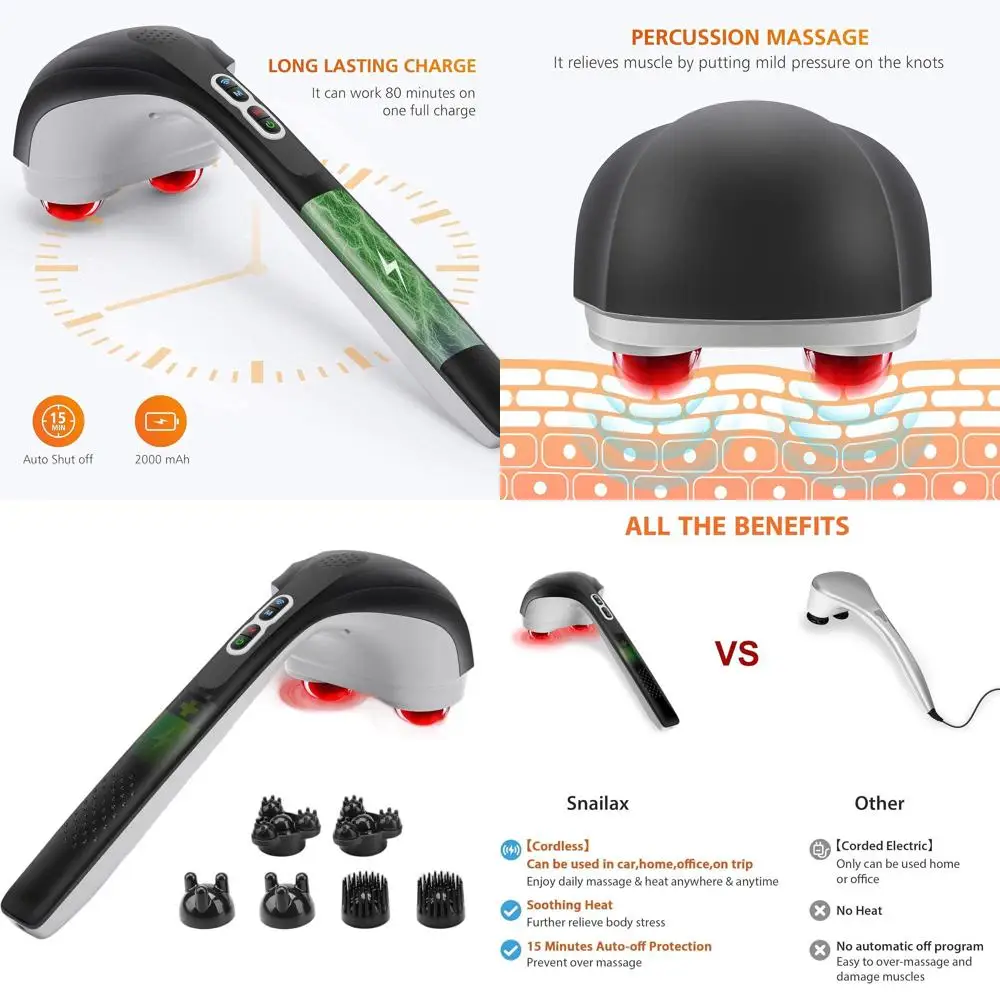 

Беспроводной массажер для глубокого прогревания тканей, портативный перкуссионный массажер для шеи, спины, ног и других частей тела