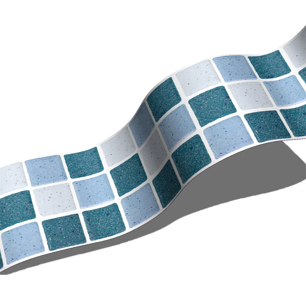 Blue Mosaic Self-Adhesive Baseboard Wall Stickers Skirting Board Window Sill Floor Ceramic Tile Sticker Corner Waist Line 2M