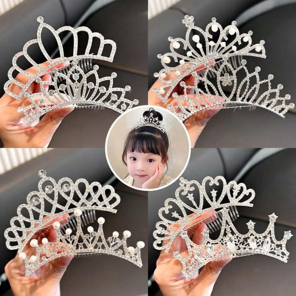 Nieuwe Legering Prinses Kristal Tiara Strass Haar Sieraden Kronen Haar Kam Geschenken Kroon Haarband Bruiloft