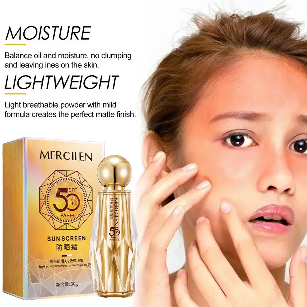 

Солнцезащитный крем для лица Mercilen 30G, отбеливающий, SPF50+, для тела, уход за кожей, защитный крем, антивозрастной, контроль жирности, M