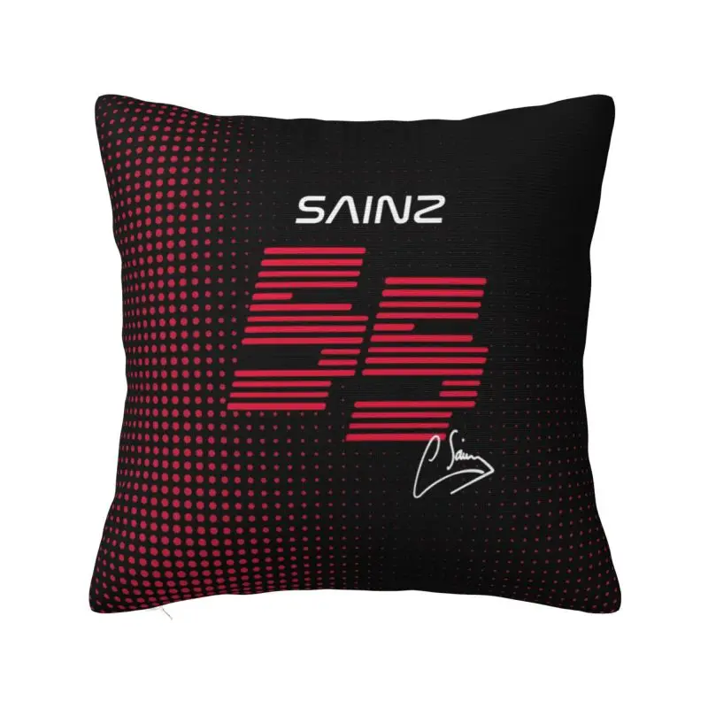 Custom Fashion Carlos Sainz 55 Formula Racing Driver Cushion Cover 45x45cm Velvet Throw Pillow Case for Sofa Square Pillowcase