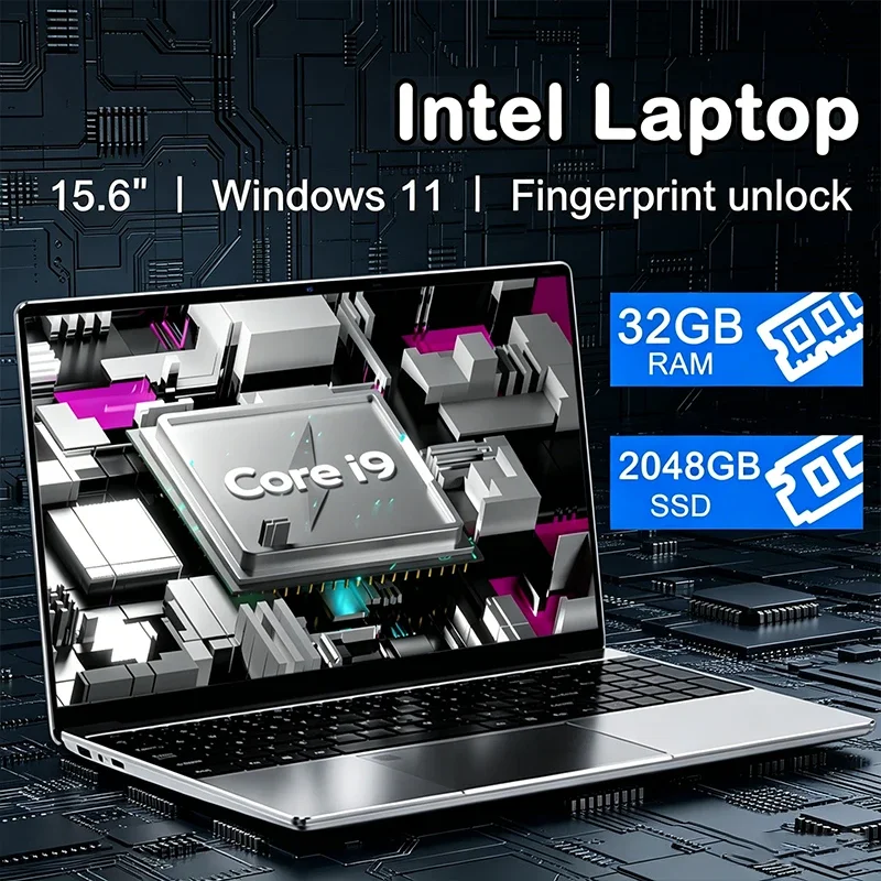 Ноутбук Windows 11, 15.6 дюймов, Intel N3700, 32 ГБ DDR4, 2 ТБ SSD, портативный, для игр и офиса