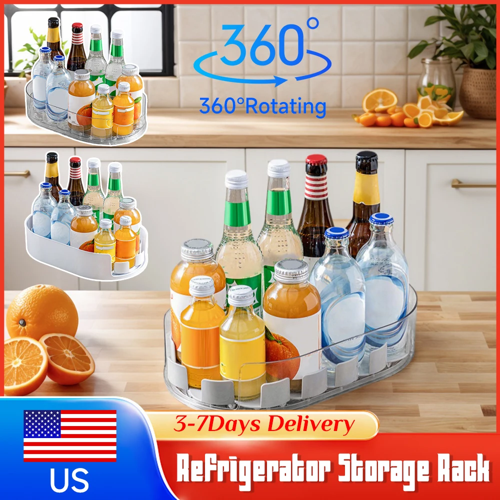 

Съемный 360-градусный поворотный механизм ° Вращающийся органайзер-поднос для хранения, полка для холодильника, для кухни, напитков, специй, кладовой, столешницы, ванной комнаты ﻿