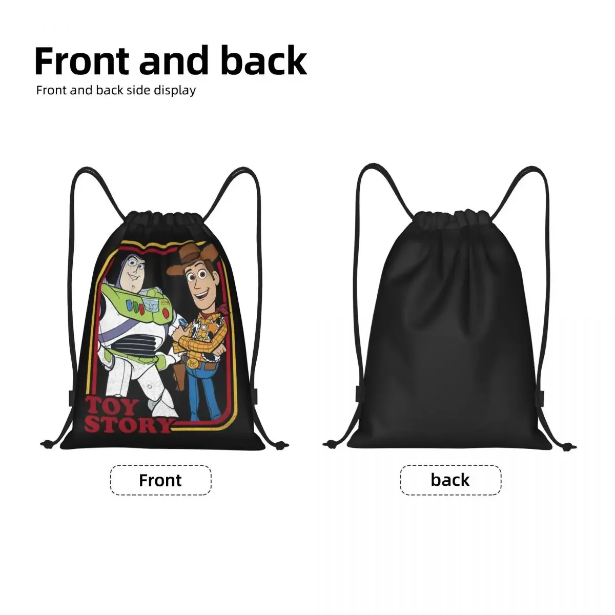 Custom  Buzz Lightyear Woody Drawstring Bags Men Women Portable Gym Sports Sackpack Shopping Backpacks