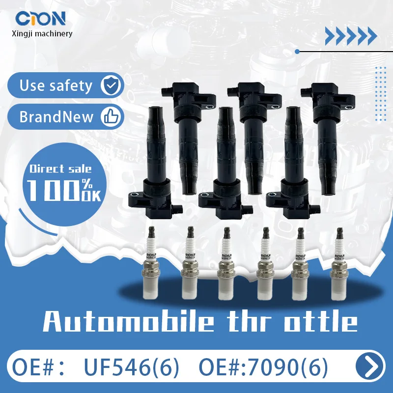 

a set of Xingji 6 Ignition Coil Packs and Spark Plugs for Hyundai Kia 06-15 2.4L 3.3L 3.5L 3.8L #UF546 And #7090