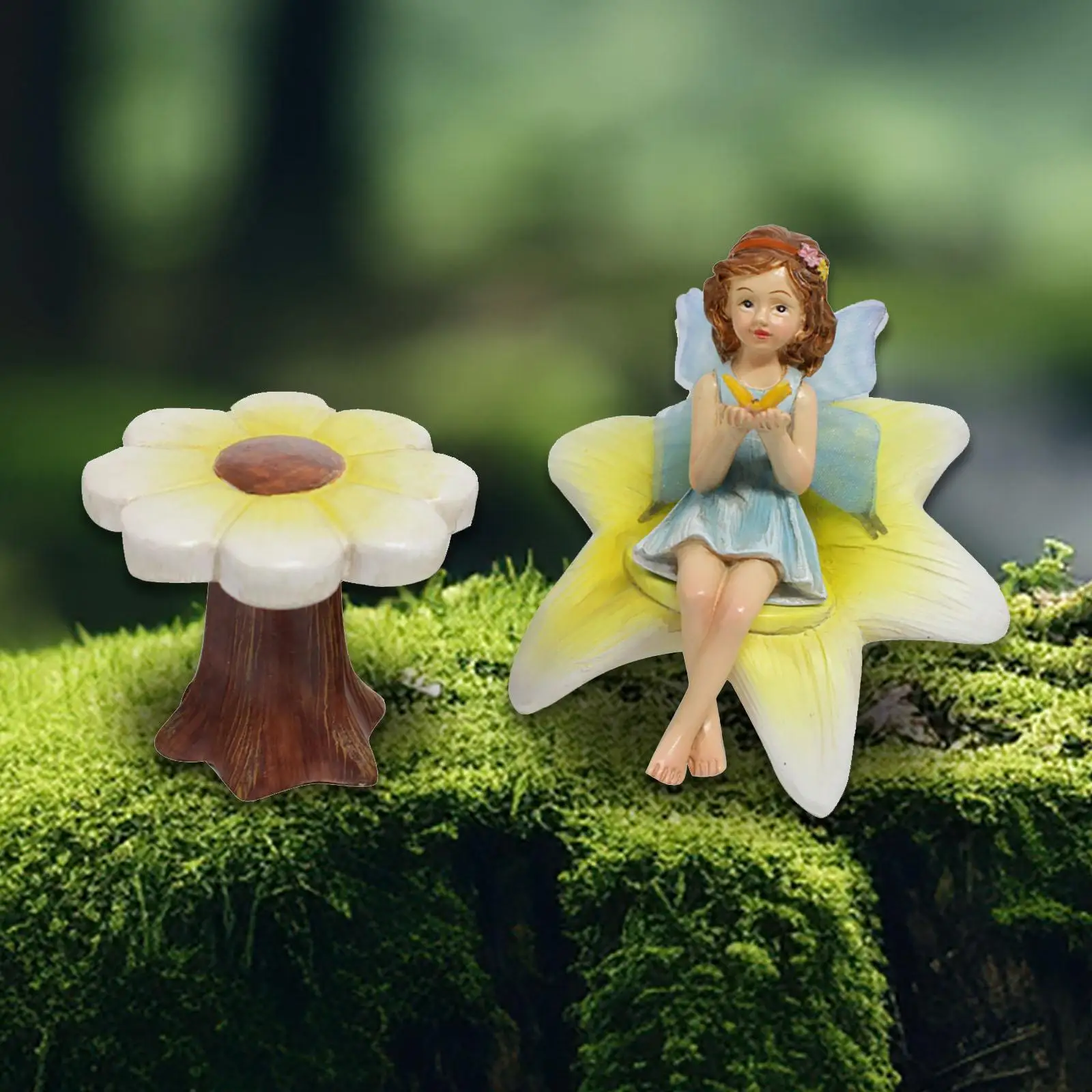 

3Pcs Flower Fairy Statue Doll House Accessories Cute Cartoon Flower Fairy Garden