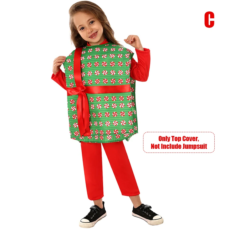 New Year Kids Christmas Costume Santa Claus Gift Box Cosplay Perform Clothing Christmas Carnival Party Fancy Dress For Girl Boy