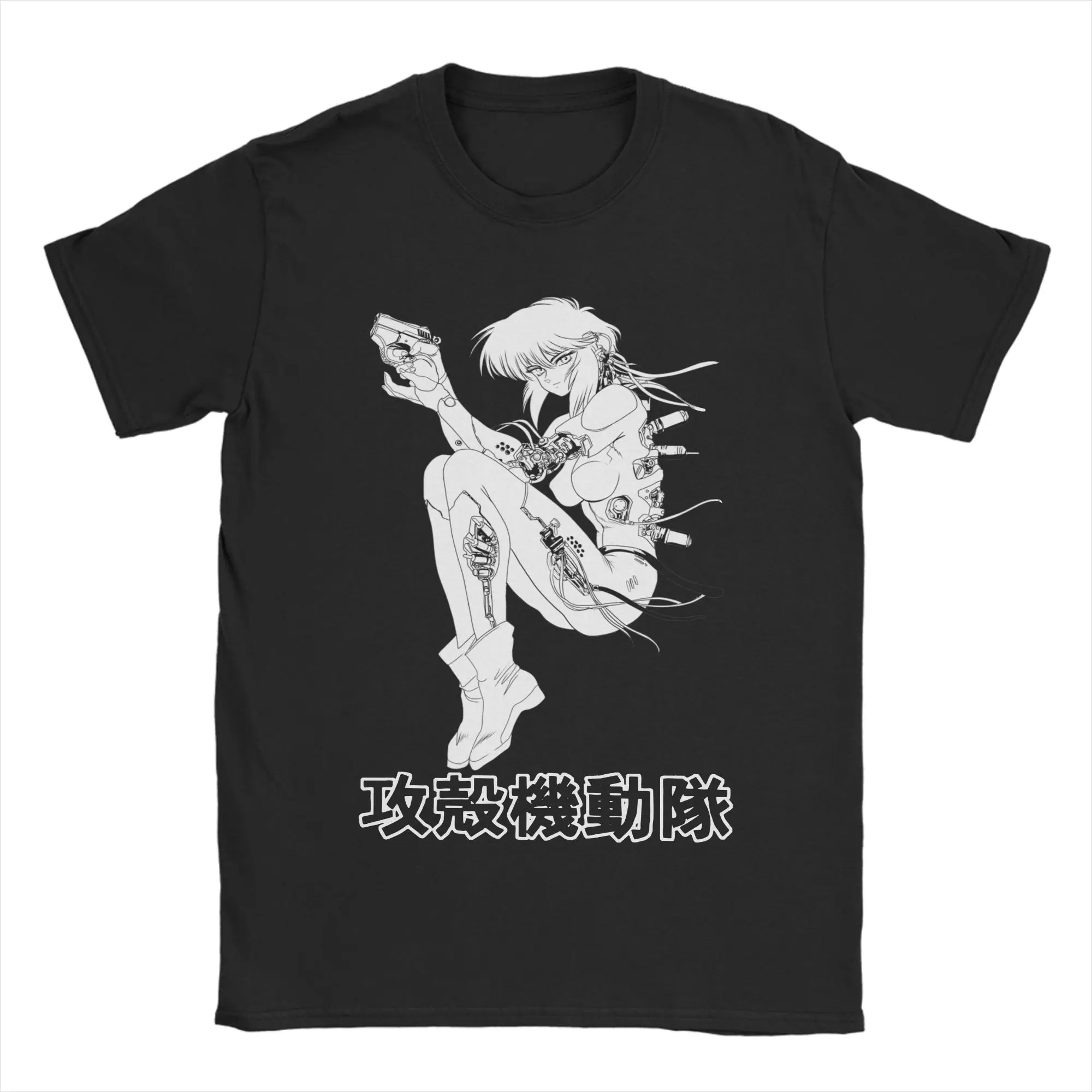 Motoko Ghost in the Shell T Shirt Men's  Cotton Funny T-Shirt Crew Neck Anime Tees Short Sleeve Clothing Gift Idea