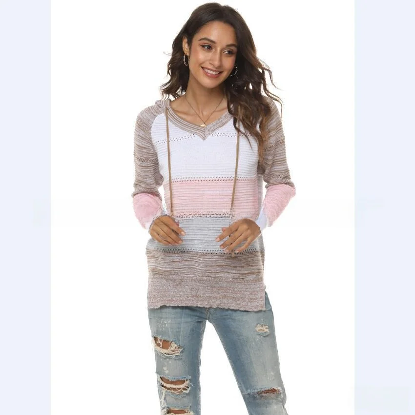 

Разноцветный ажурный свитер Briti Sle, свободный крой, сращенное полиэфирное волокно, средний тонкий весенний сезон, женский трикотаж