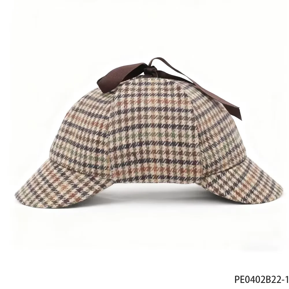 PESENAR Vintage Kapelusz Deerstalker w Kratę w Stylu Detektywa na Imprezę Kostiumową Retro Przebrańca Detektywa
