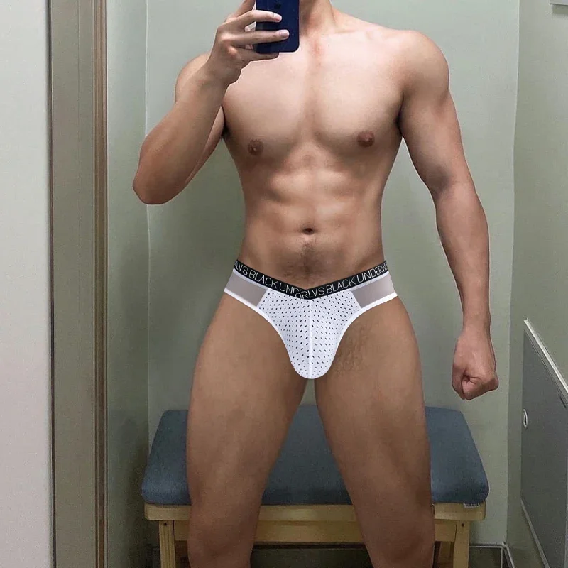 1/2/3 pcs Fashion Men Briefs Spring Summer Soft Breathable Nylon Mesh Briefs Male Sports Underwear Brief Trendy Boxer Briefs