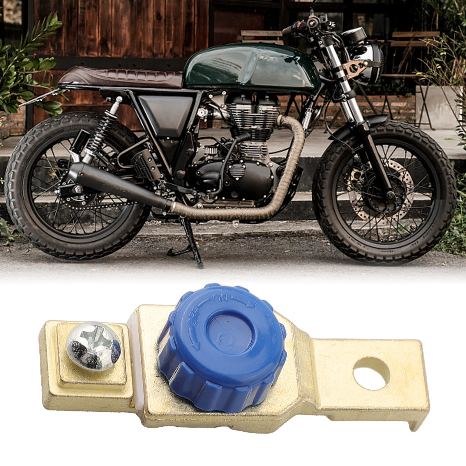 

Выключатель для отключения аккумулятора золотого цвета, металлический, практичный и надежный, износостойкий.