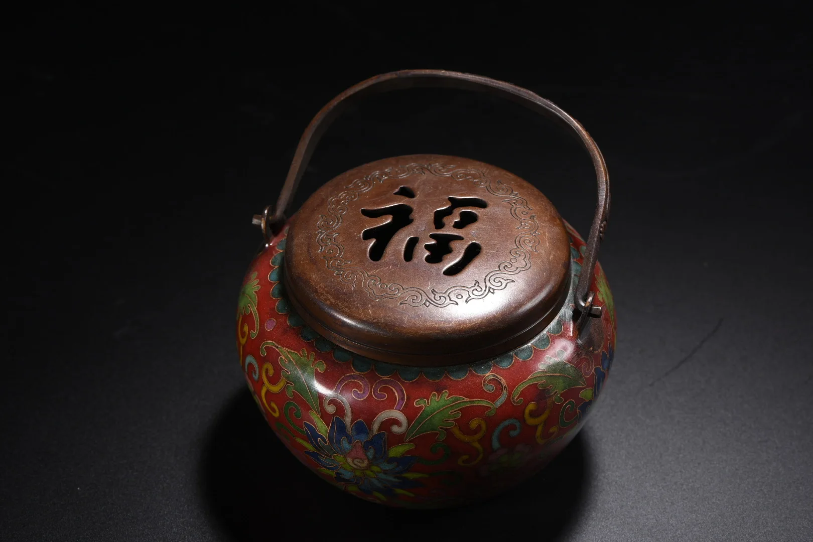 

5-дюймовые старые непальские храмы, старая бронза, перегородчатая цветочная долголетие, рукописный почерк, выдолбленная теплая ручная печь, курильница