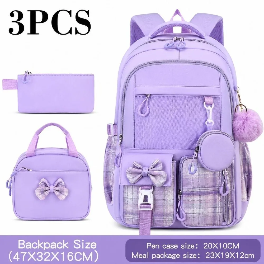 3PCS/1PC Cartoon Backpack,lunch Bag,Pencil Case Set Waterproof Lightweight School Bookbag Large‑capacity Multilayer