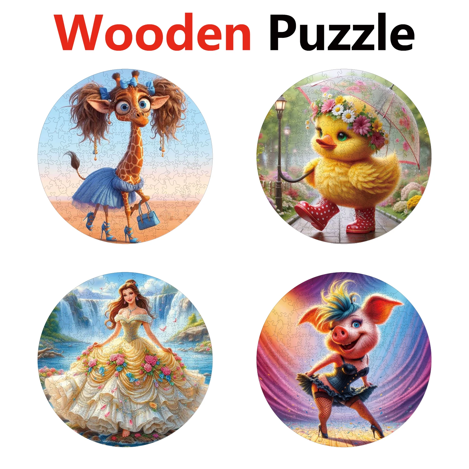 

YPAN Fox Snake Turtle Beauty Animal Puzzles Unique Shape High Quality Jigsaw Puzzle Wooden Puzzle Best Gift For Child