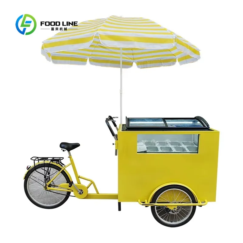 

Custom Commercial Ice Cream Carts, Mobile Food Trucks Equipped with Refrigerators and Sinks, Suitable for Street Stalls