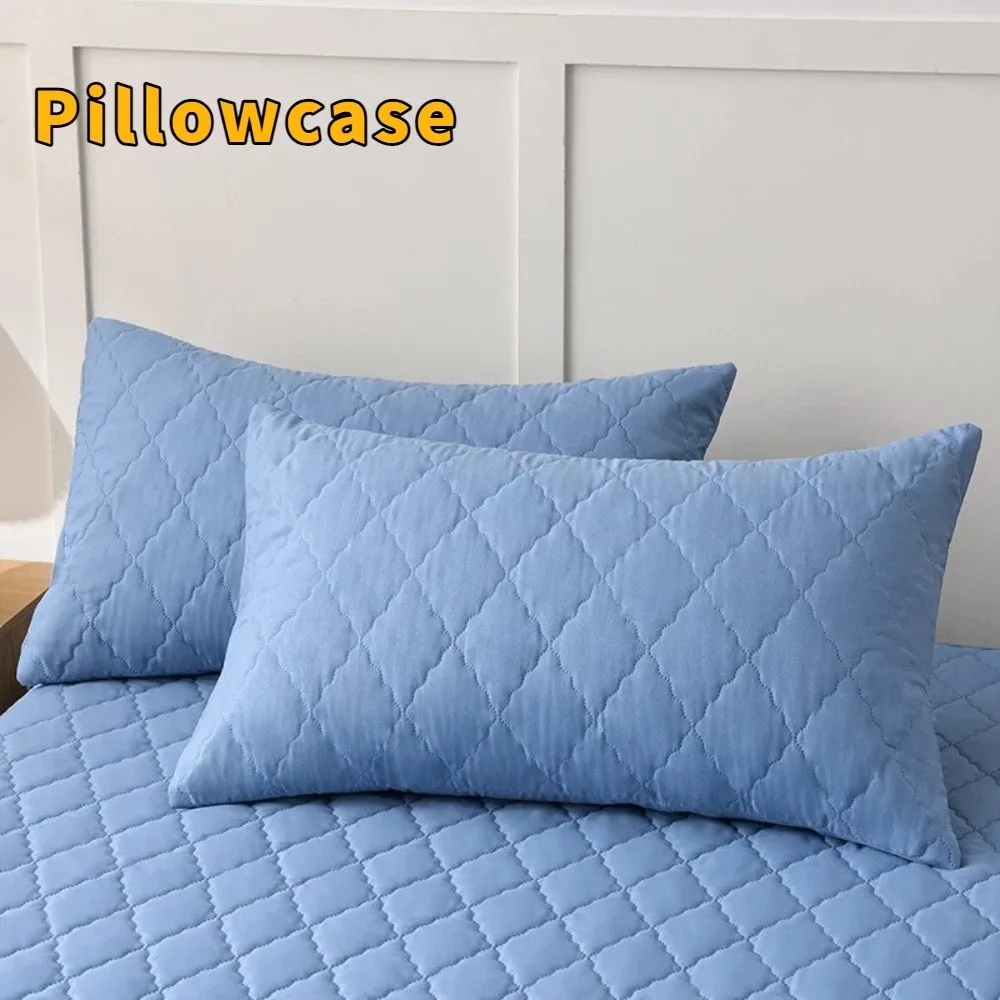 

2pcs Nordic Style Quilted Pillow Case Breathable Solid Color Pillow Cover Jacquard Pattern Anti-Bacterial Pillow Protector