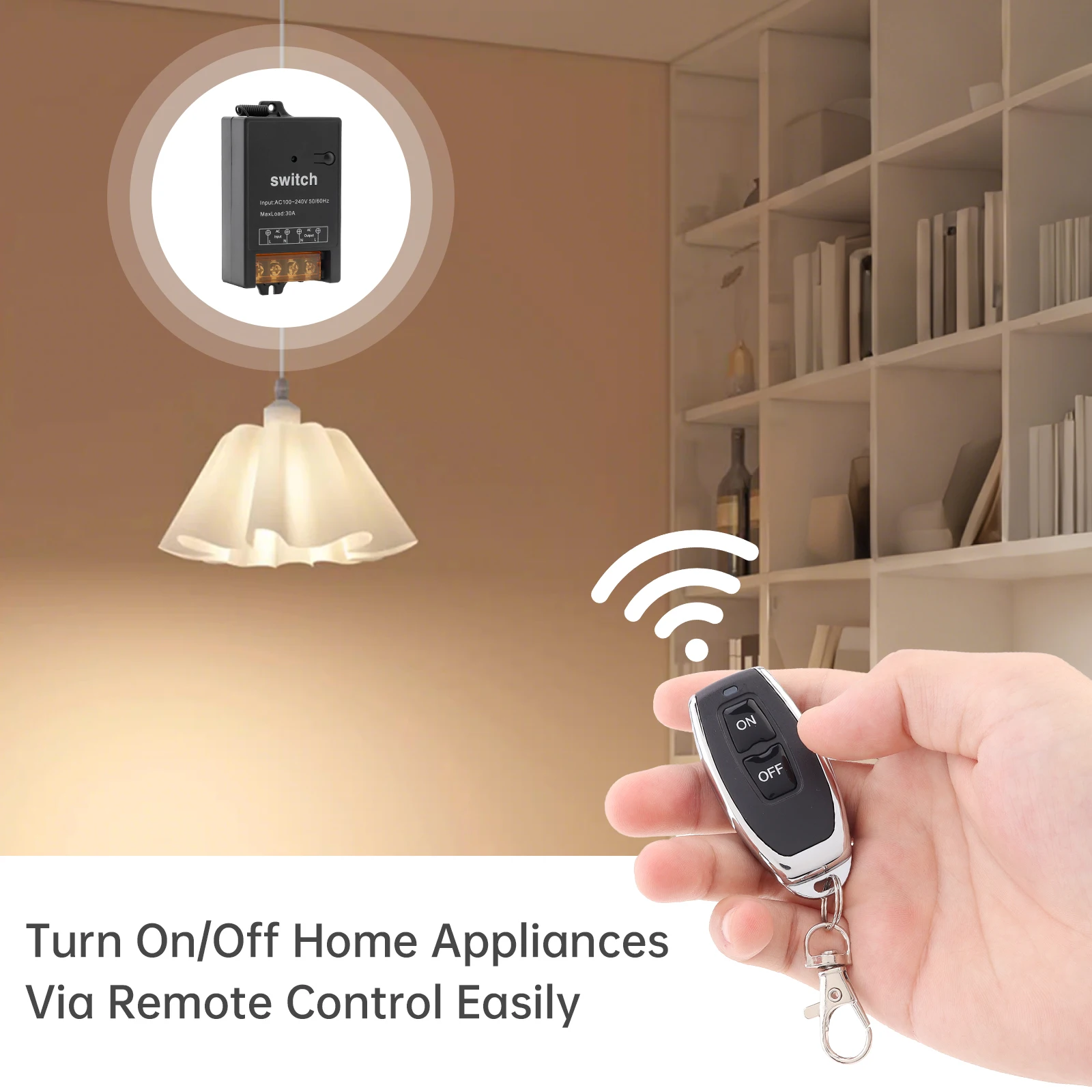 Sakelar Remote Control Nirkabel RF 433Mhz untuk Motor Pompa Air Lampu LED Isolasi Tegangan AC 100-240V Sakelar ON OFF Relai