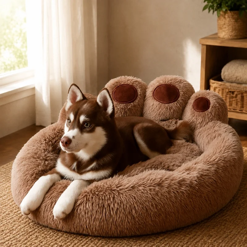 Large Soft Plush Pet Mat with Cushioned Basket, Warm Bed for Small Dogs, Cats, and Puppies