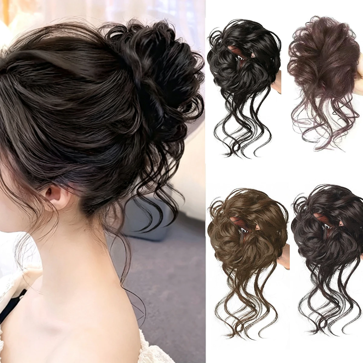 Messy Curly Chignon Hair Bun Synthetic Wig Hair Pieces Elastic Scrunchie Ponytail Extension Women Daily Party Hair Accessories