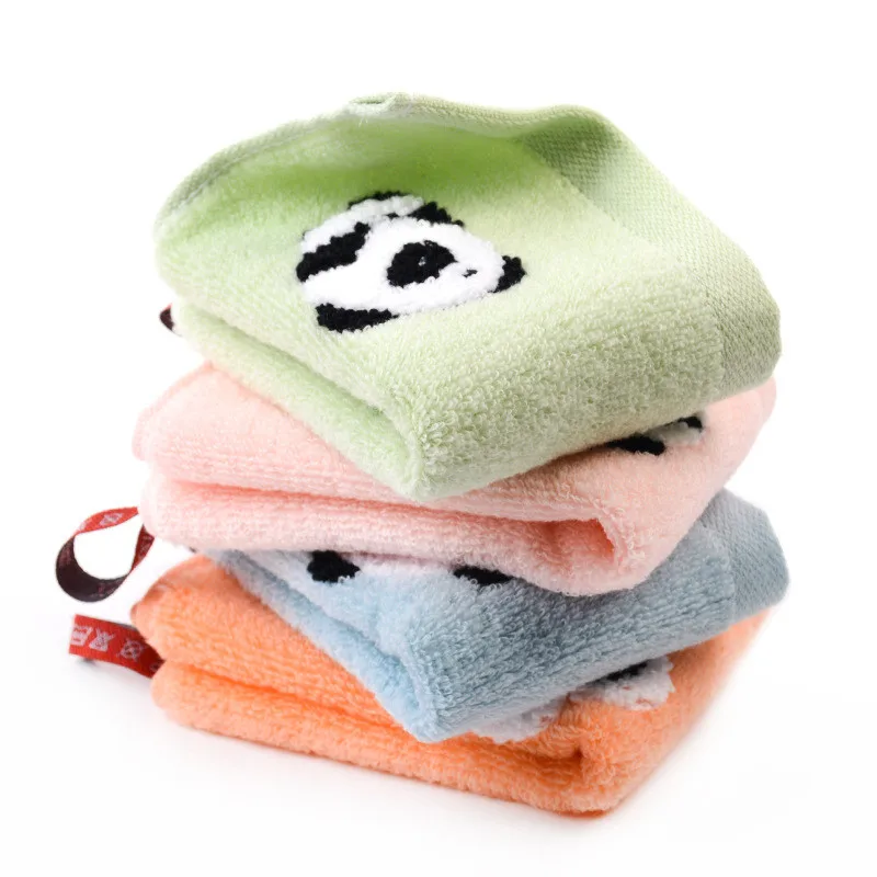 1Pcs 25x25cm Cartoon Panda Jacquard Baumwolle Baby Kinder Gesicht Handtuch Hand Waschlappen Wasser Saugfähigen Weichen – Detail 2