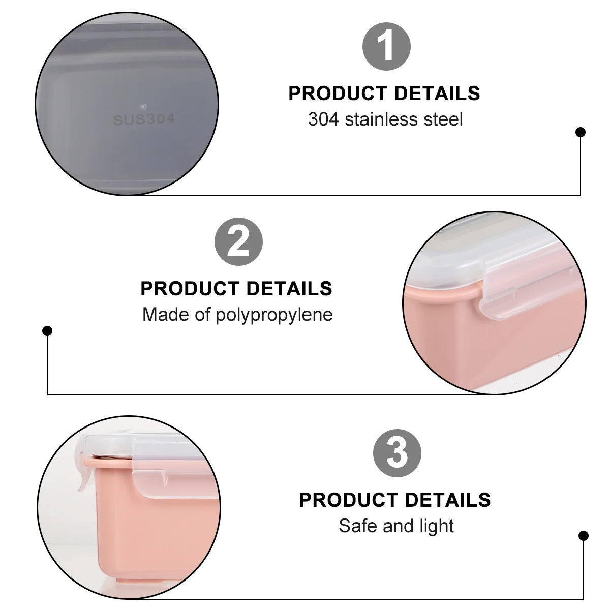 

900ml Stainless Steel Single Layer Large Capacity Movable Separator Leakproof Buckles Portable Food Container Heat