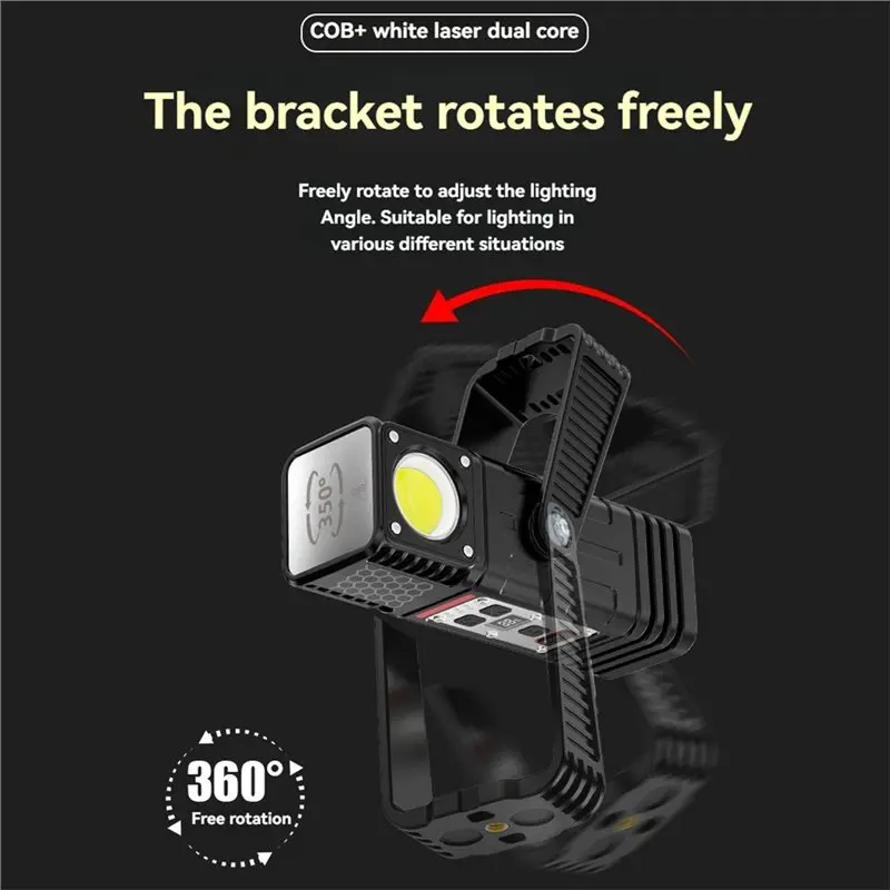 ABFS Multi-Function Work Light T Rechargeable Flashlights High Lumens COB Light Flashlight For Camping Outdoor