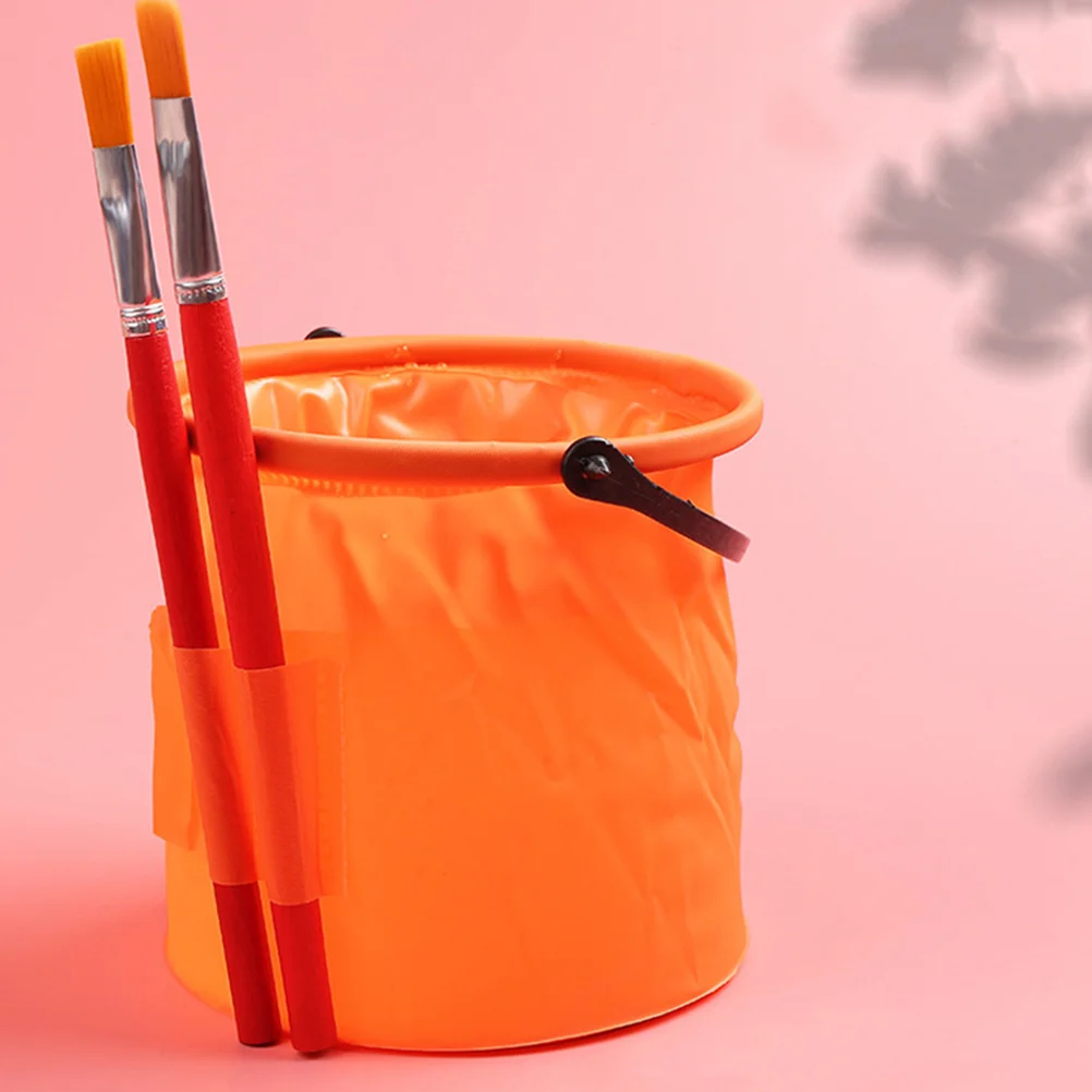 2 قطعة دلو قابل للطي، حاوية مياه صغيرة قابلة للطي، فرشاة رسم، فرشاة تنظيف، دلو غسيل للفنانين #5