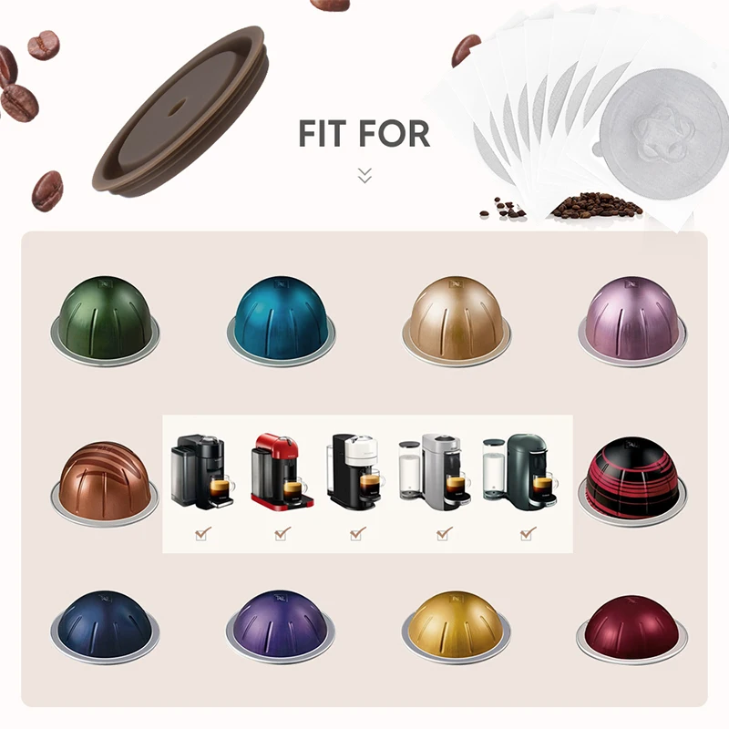 Stainless Steel Reusable Coffee Capsule Filter Fit for Nespresso Vertuo Capsules Vertuoline GCA1/Delonghi  With PVC Barcode