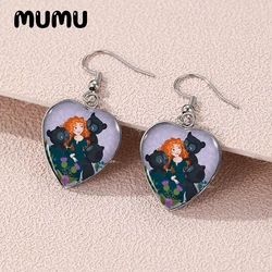 2024 New Princess Merida Dangle Earring Heart Shaped Earrings Handmade Glass Dome Jewelry Gifts Fans