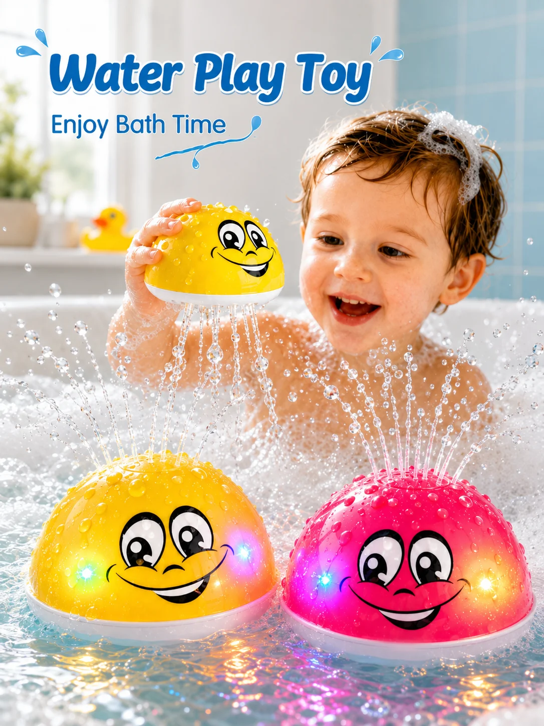 Bath Toy Ball Spray Light Rotating Shower Pool Children Toys Children Toddler Swimming Party Bathroom LED Light Toy Gift