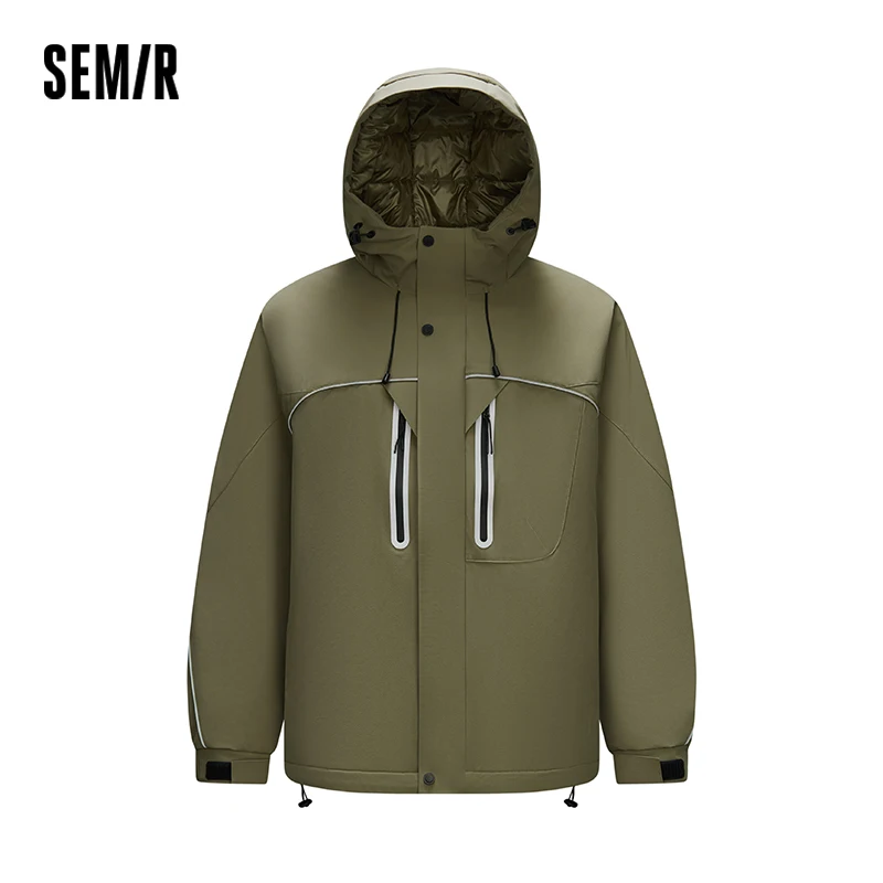 Chaqueta de plumón Semir para hombre, ropa de abrigo cálida de invierno con capucha holgada texturizada para deportes al aire libre, 2025