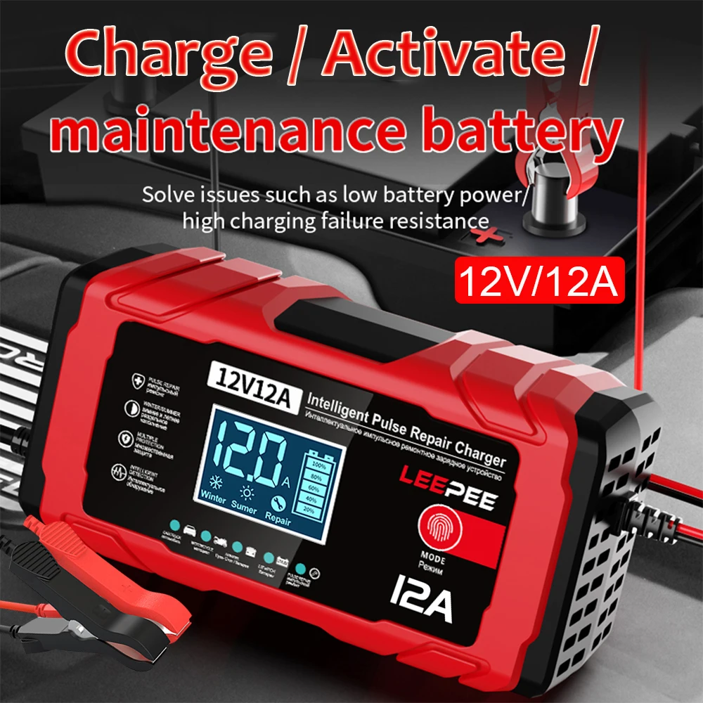 

Motorcycle Battery Chargers 12V 12A Fast Charging For Boat Motorboat Intelligent Pulse Repair RV Supply Car Battery Charger 150W
