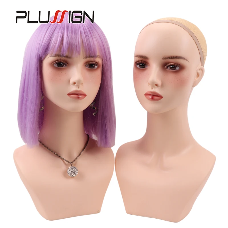 Plussign Wigs Display Head With Eyelash 1pcs Realistic Make Up Mannequin Head With Lip Dot For Wigs & Beauty Accessories Display