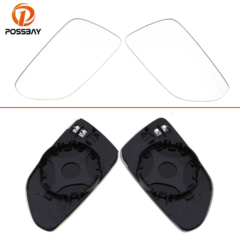 POSSBAY White Car Rearview Side Mirror Glass Heated for VW Polo/Derby/Vento-IND(Typ 9N3) 2005 2006 2007 2008 2009 2010