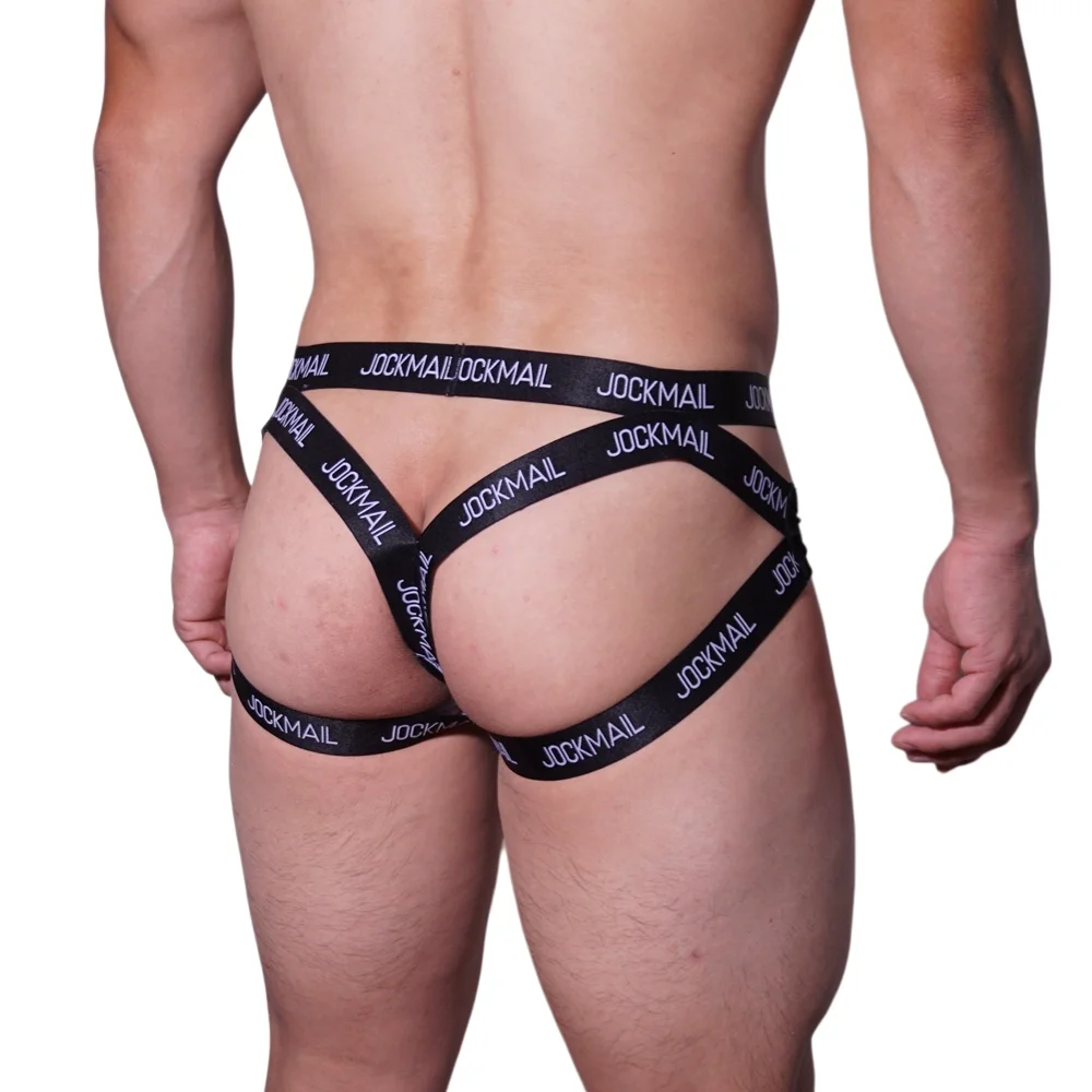 JOCKMAIL Men Sexy G String Thong Erotic Jockstrap Bondage Underwear Strap Harness Lingerie Hollow Underpants Ice Silk Hot