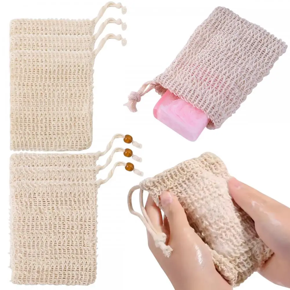 5/2/1 Soap Foaming Net Mesh Bags Shower Bath Natural Cotton And Linen Soap Bag Powerful Exfoliation Of The Body Bath Brushes