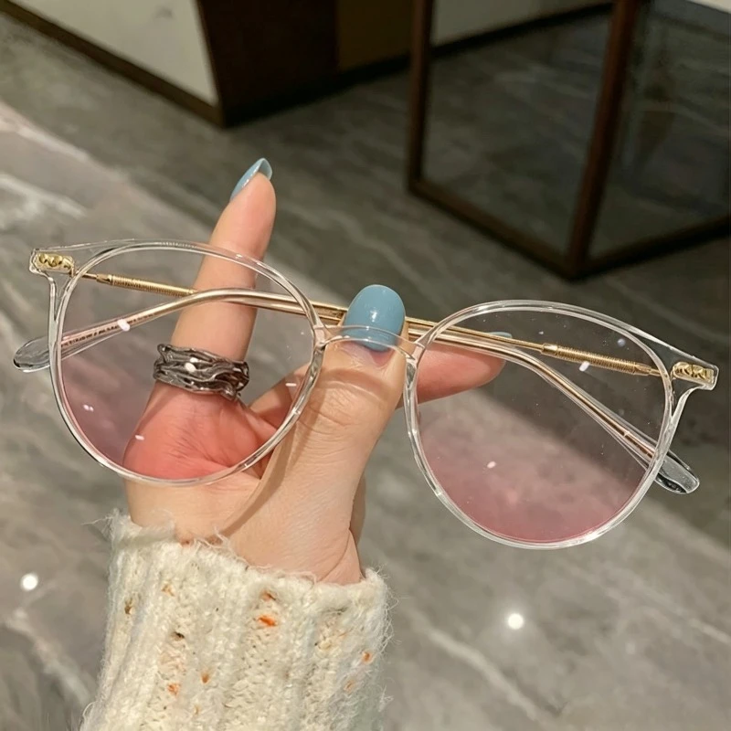 1Pc Blush‑Tone Anti‑Blue‑Light Glasses, Ultra‑Light Frame, Natural Makeup‑Look Effect